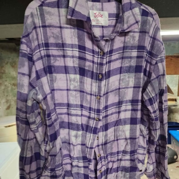 Purple Plaid Button-Up Shirt - Picture 2 of 3